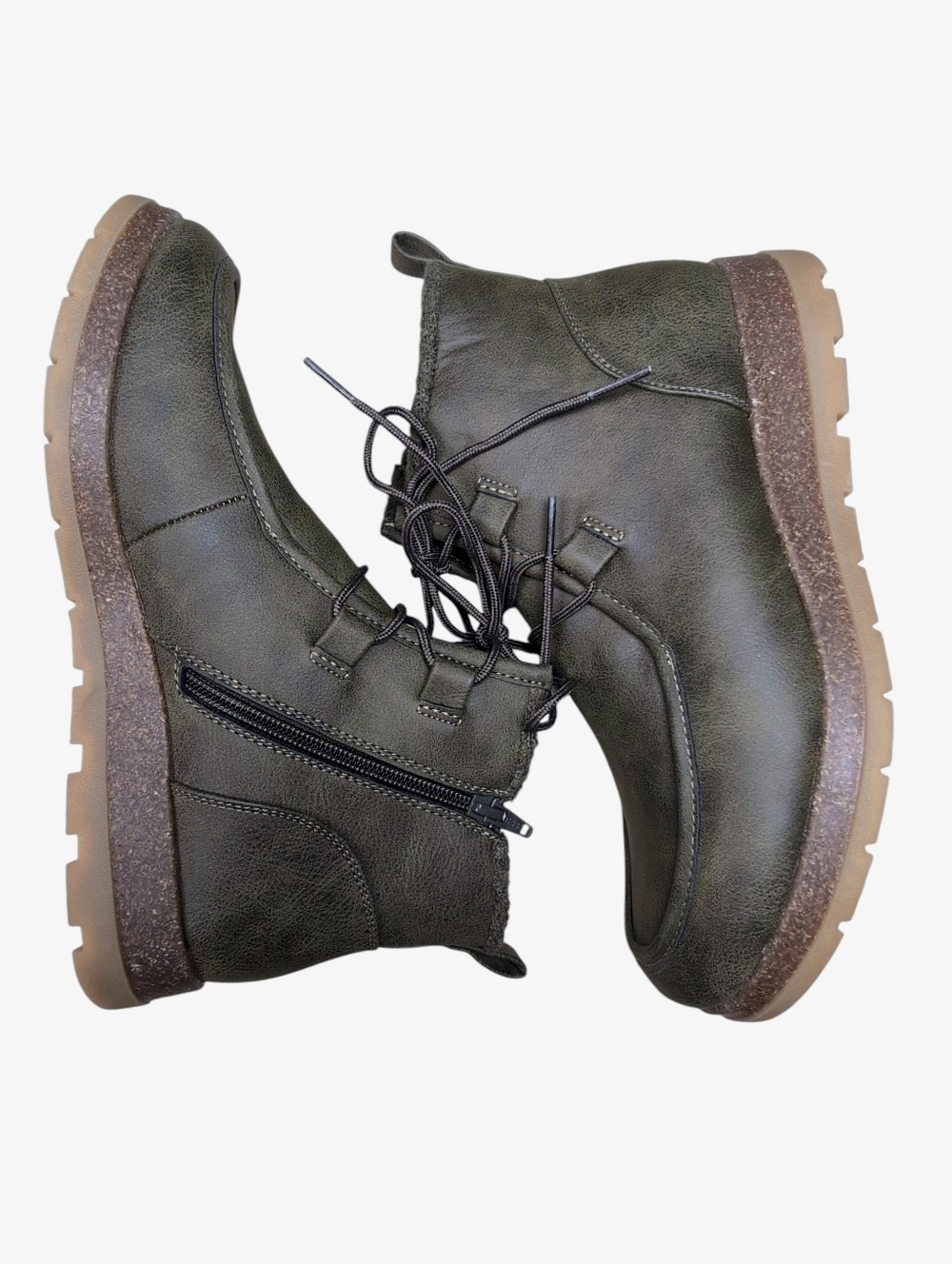 Eurosoft Sofft Larabee Ankle Boots Green Zip Lace Closure Outdoor Women's 9.5